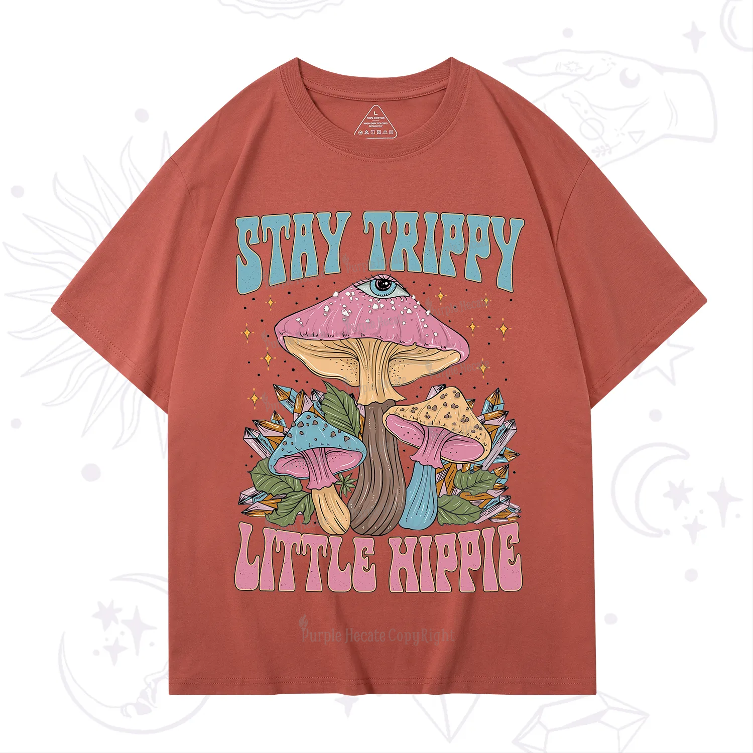 Purplehecate Stay Trippy Little Hippie Mushroom T-Shirt