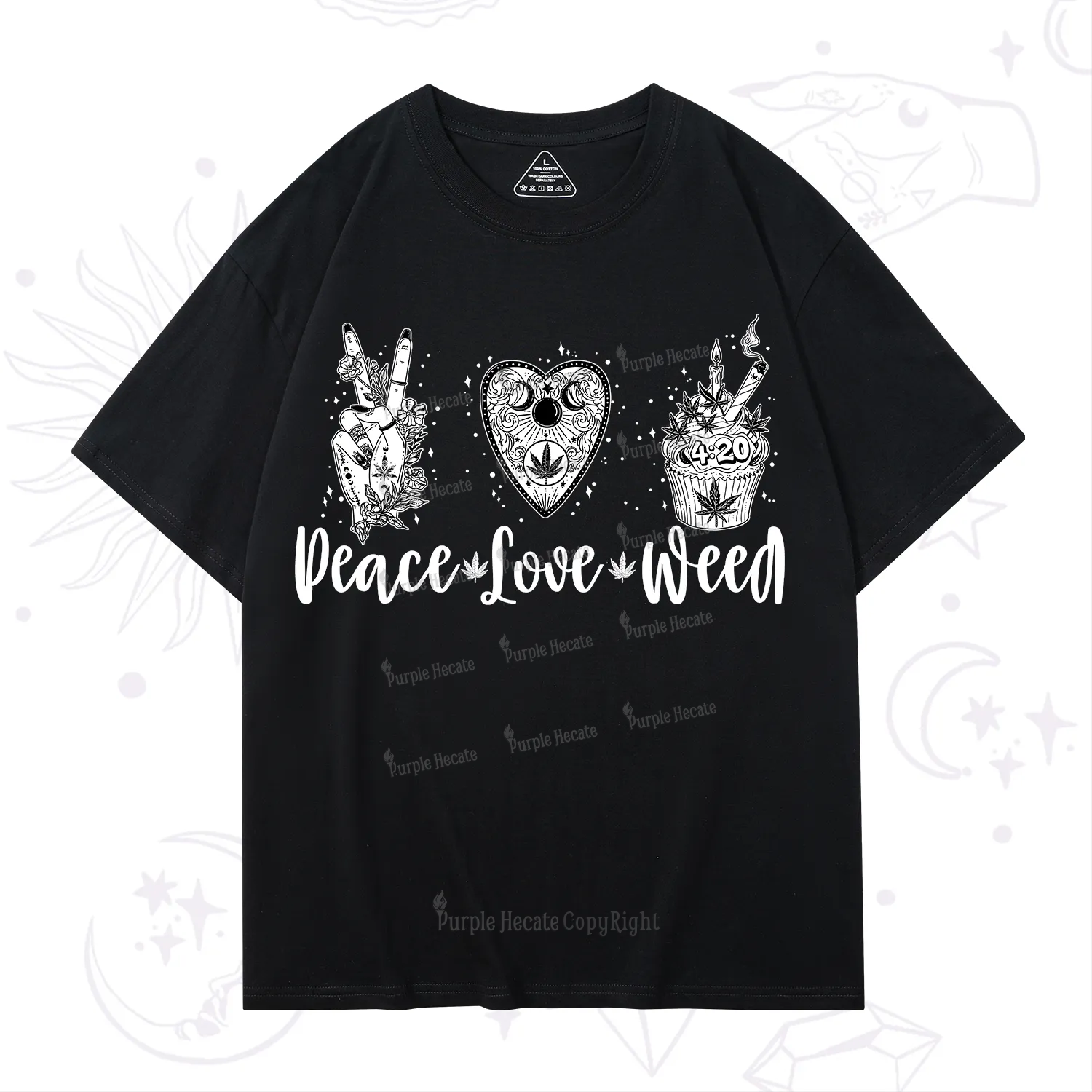 Purplehecate Peace Love Weed T-Shirt