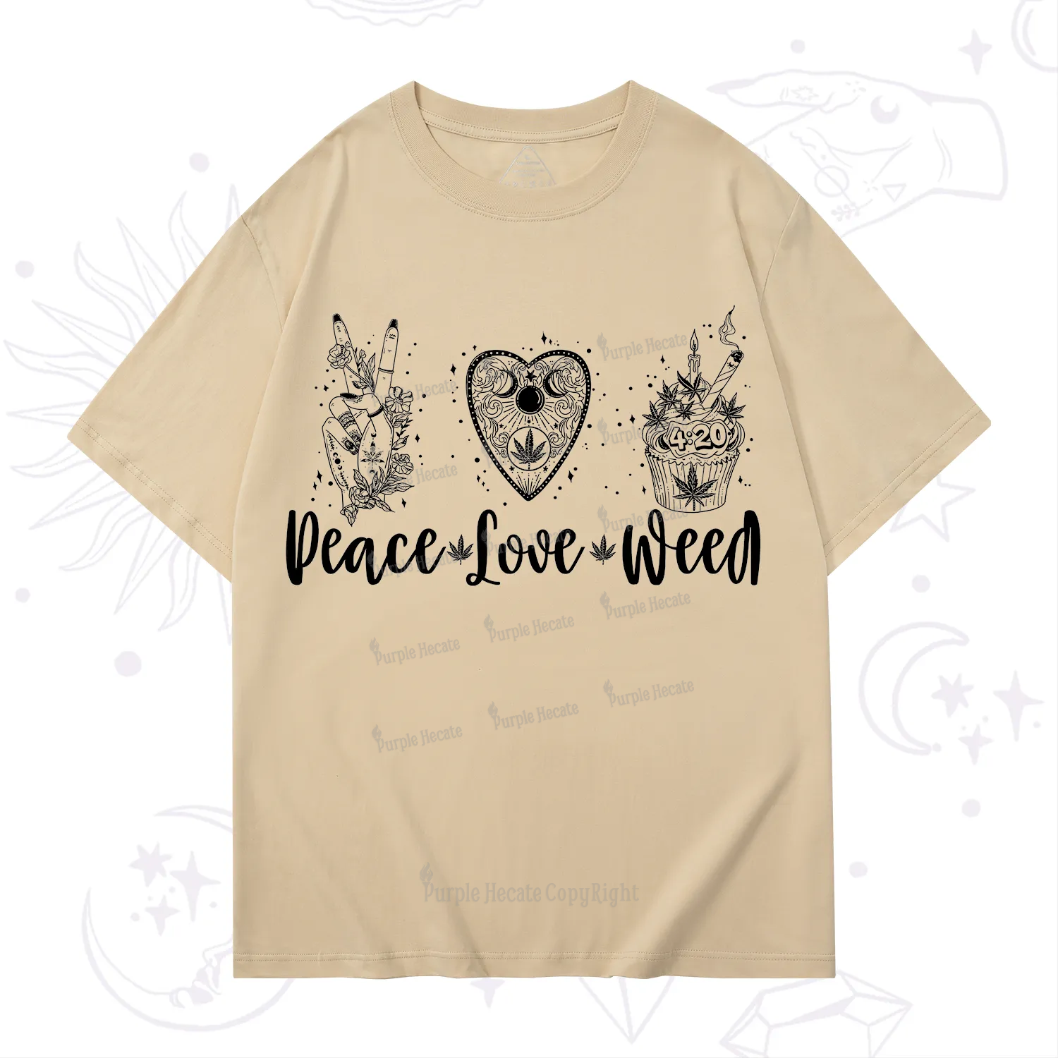 Purplehecate Peace Love Weed T-Shirt