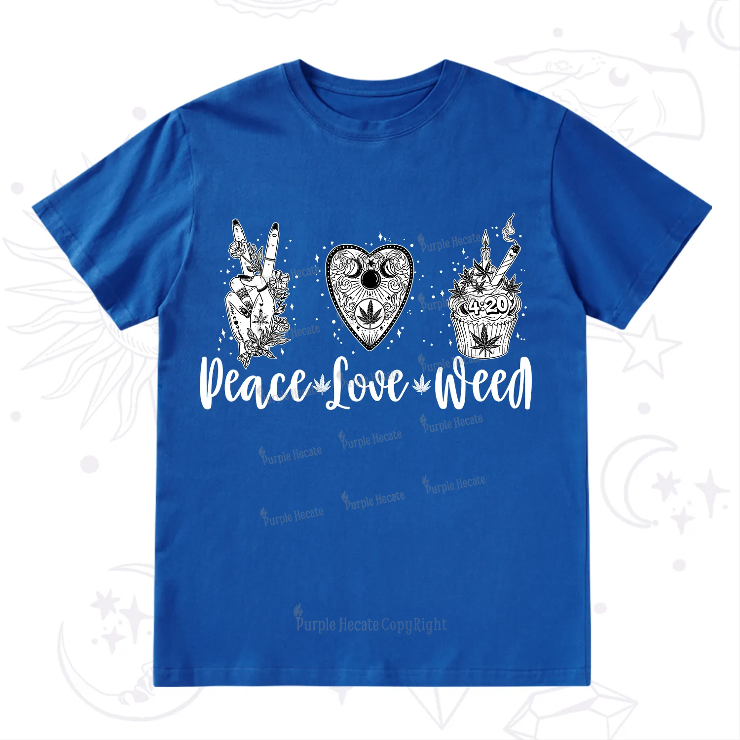 Purplehecate Peace Love Weed T-Shirt