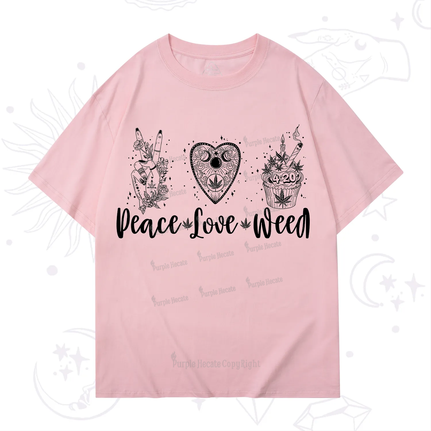 Purplehecate Peace Love Weed T-Shirt