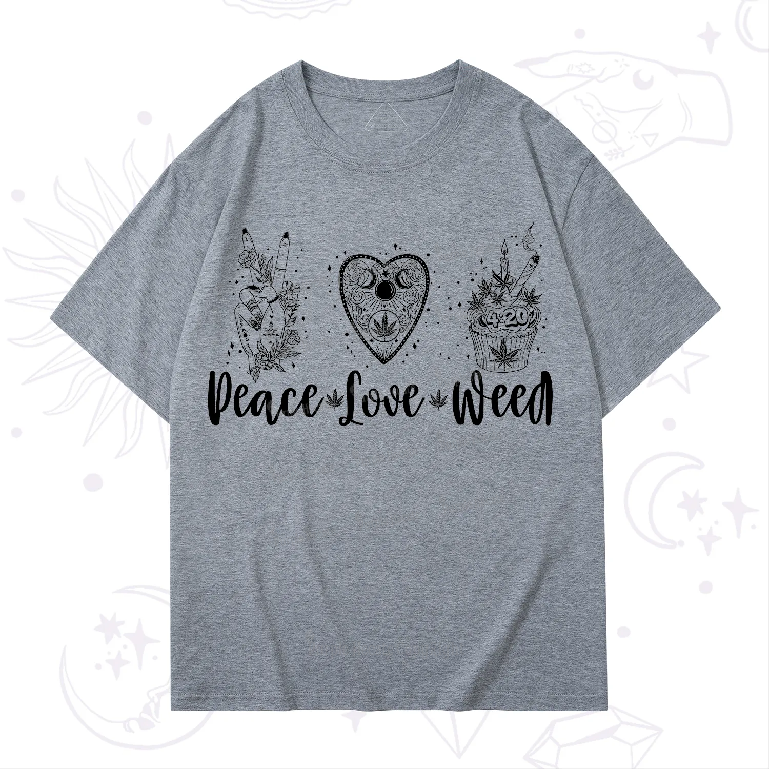 Purplehecate Peace Love Weed T-Shirt
