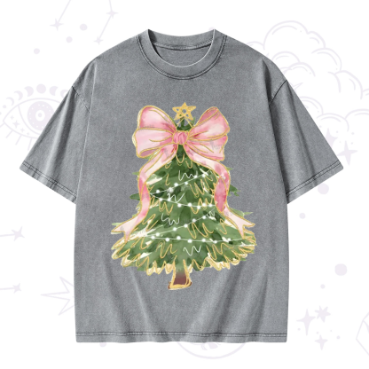 Purplehecate Christmas Tree Bow Washed T-Shirt