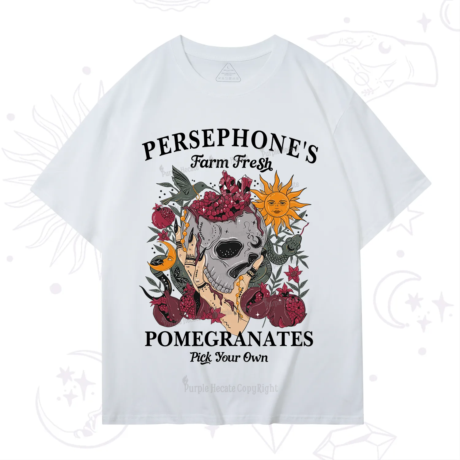 Purplehecate Persephone's Farm Fresh Pomegranates Pick Your Own T-Shirt
