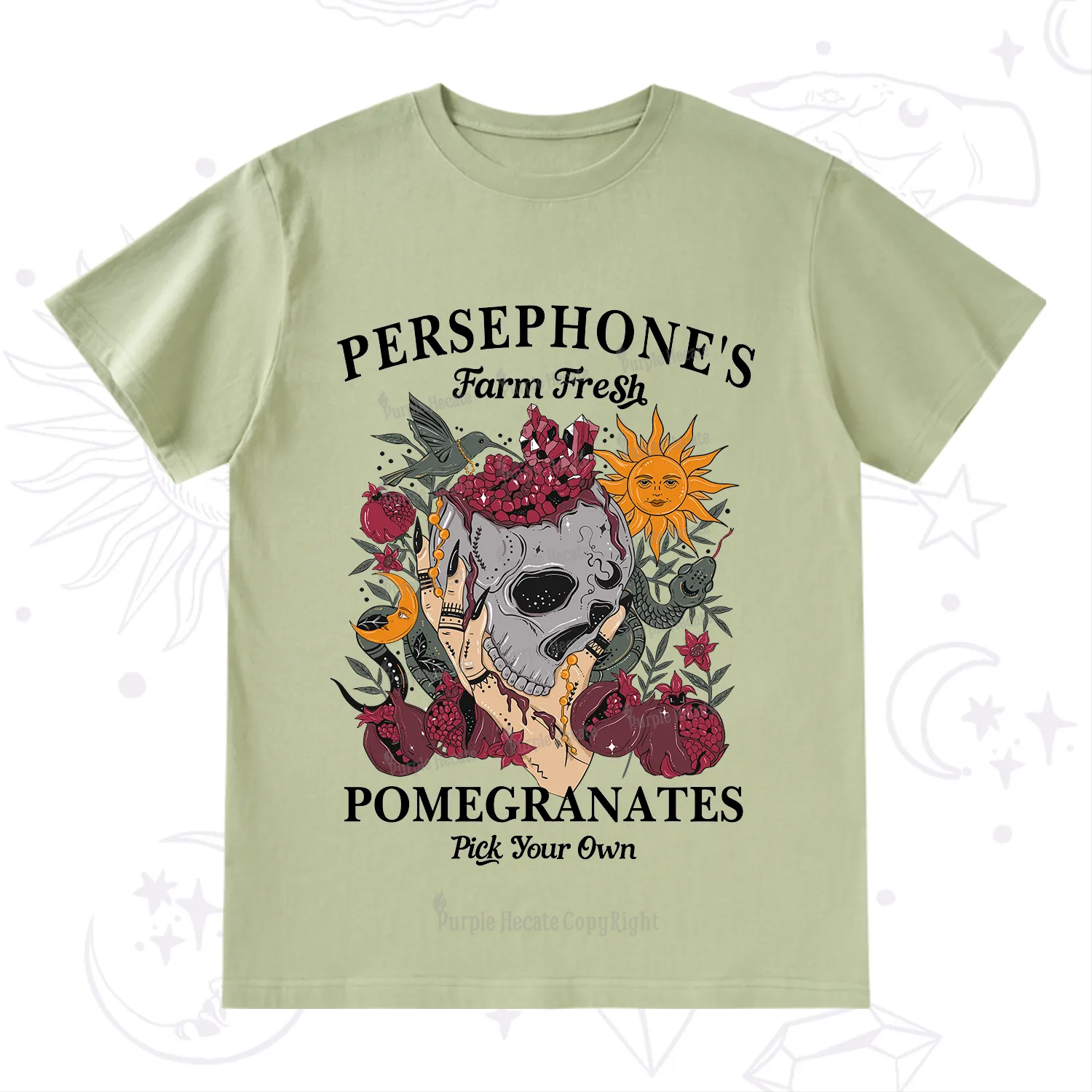 Purplehecate Persephone's Farm Fresh Pomegranates Pick Your Own T-Shirt