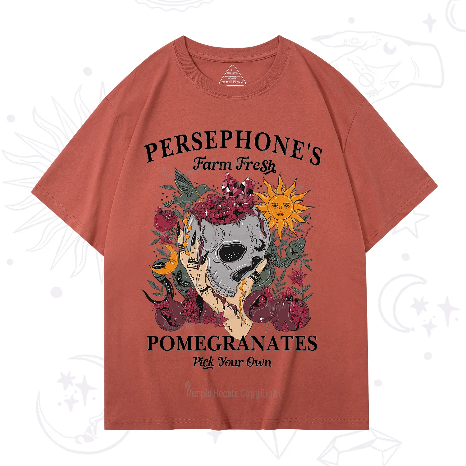 Purplehecate Persephone's Farm Fresh Pomegranates Pick Your Own T-Shirt