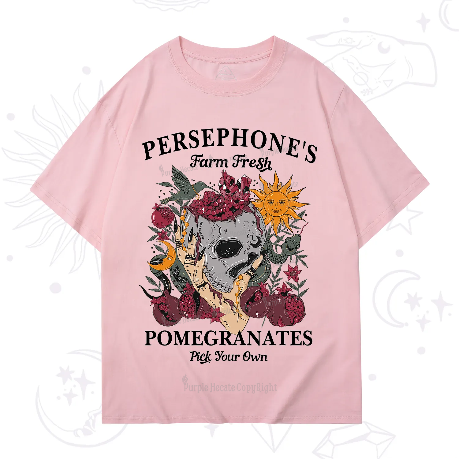 Purplehecate Persephone's Farm Fresh Pomegranates Pick Your Own T-Shirt