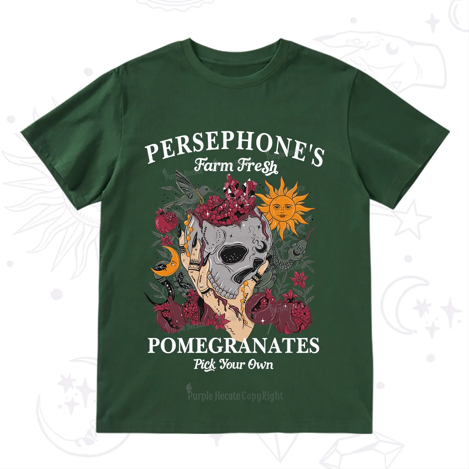 Purplehecate Persephone's Farm Fresh Pomegranates Pick Your Own T-Shirt