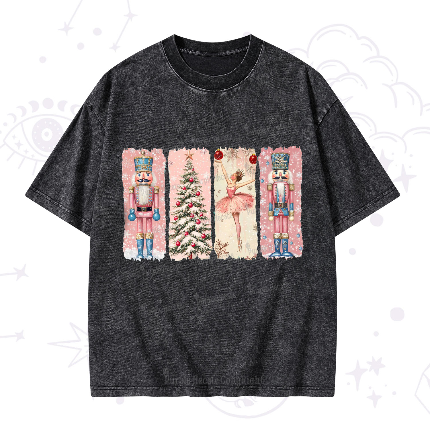 Purplehecate Nutcracker Christmas Washed T-Shirt