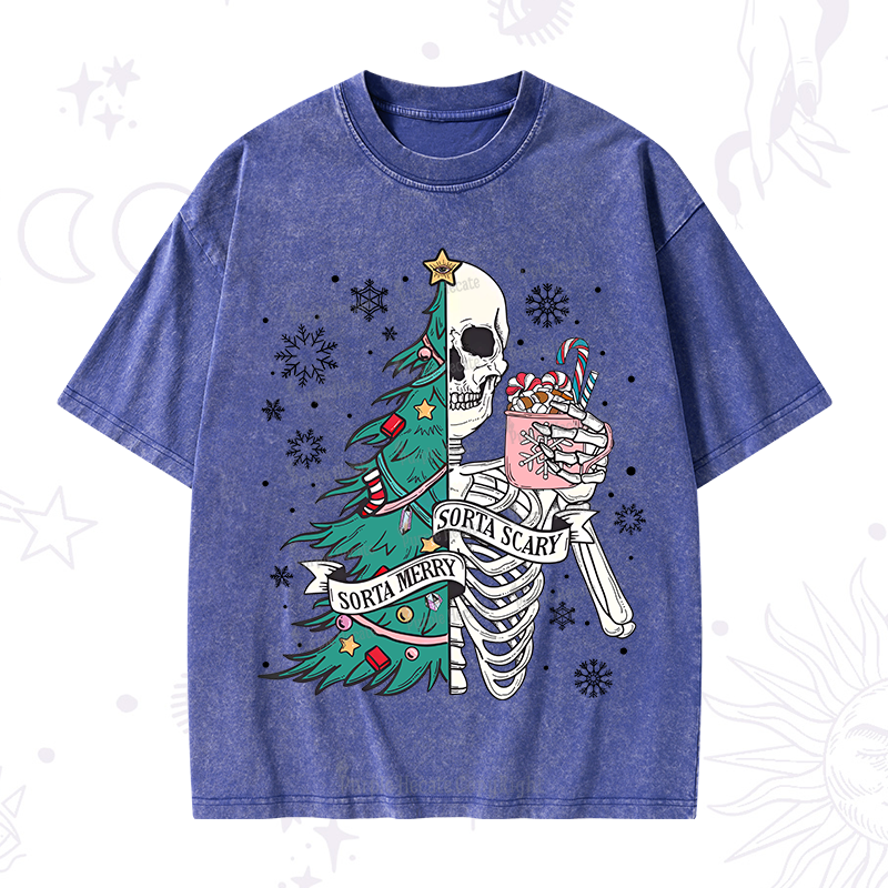 Purplehecate Sorta Merry Sorta Scary Christmas Washed T-Shirt