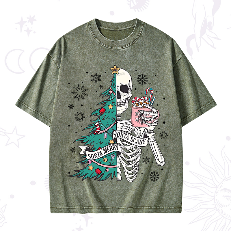 Purplehecate Sorta Merry Sorta Scary Christmas Washed T-Shirt