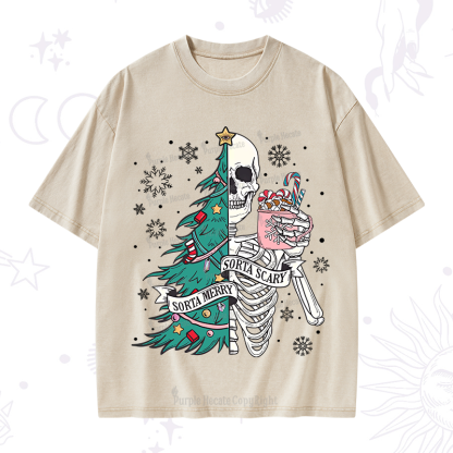 Purplehecate Sorta Merry Sorta Scary Christmas Washed T-Shirt