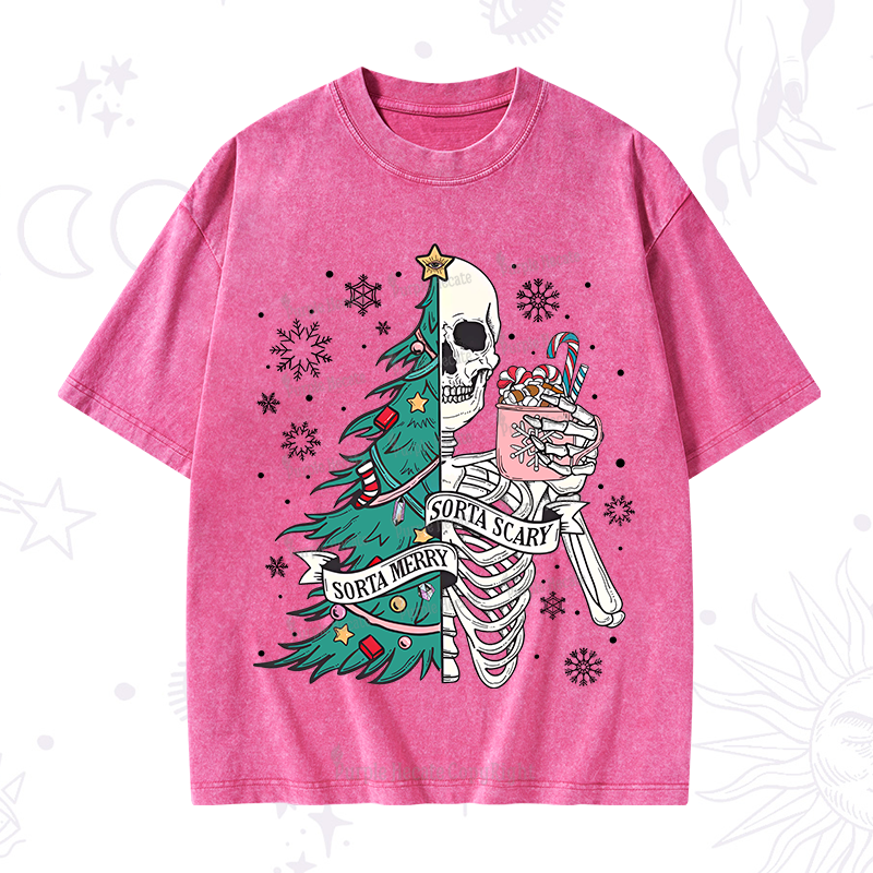 Purplehecate Sorta Merry Sorta Scary Christmas Washed T-Shirt