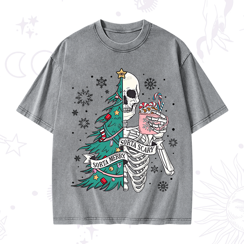 Purplehecate Sorta Merry Sorta Scary Christmas Washed T-Shirt