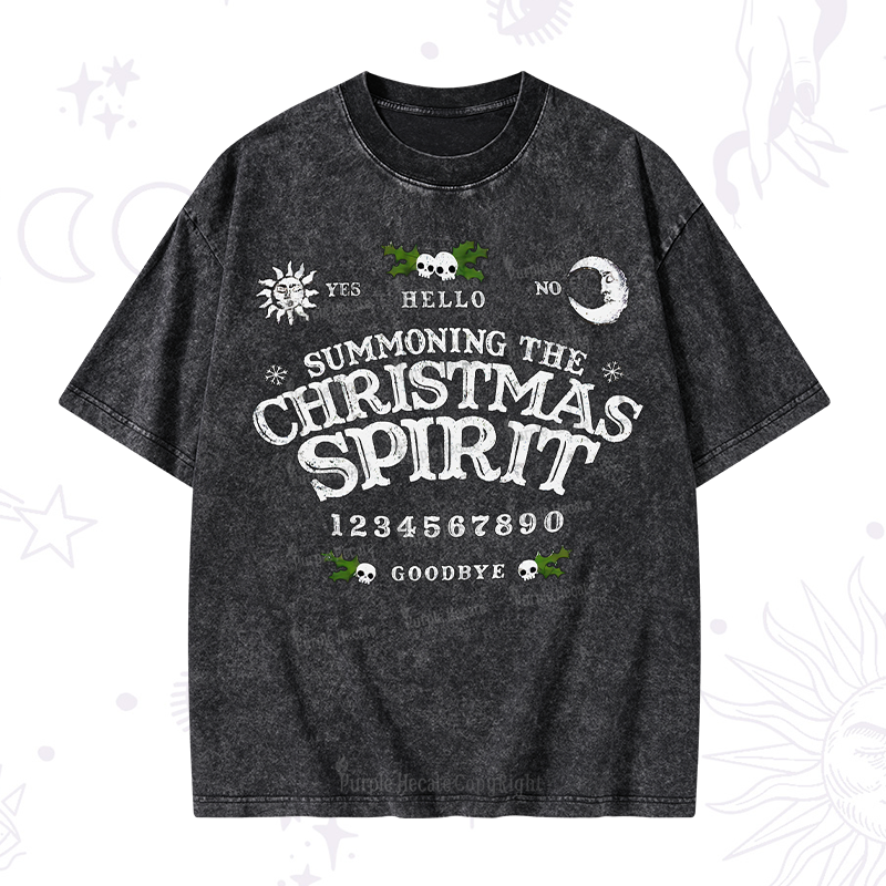 Purplehecate Summon The Christmas Spirit Washed T-Shirt