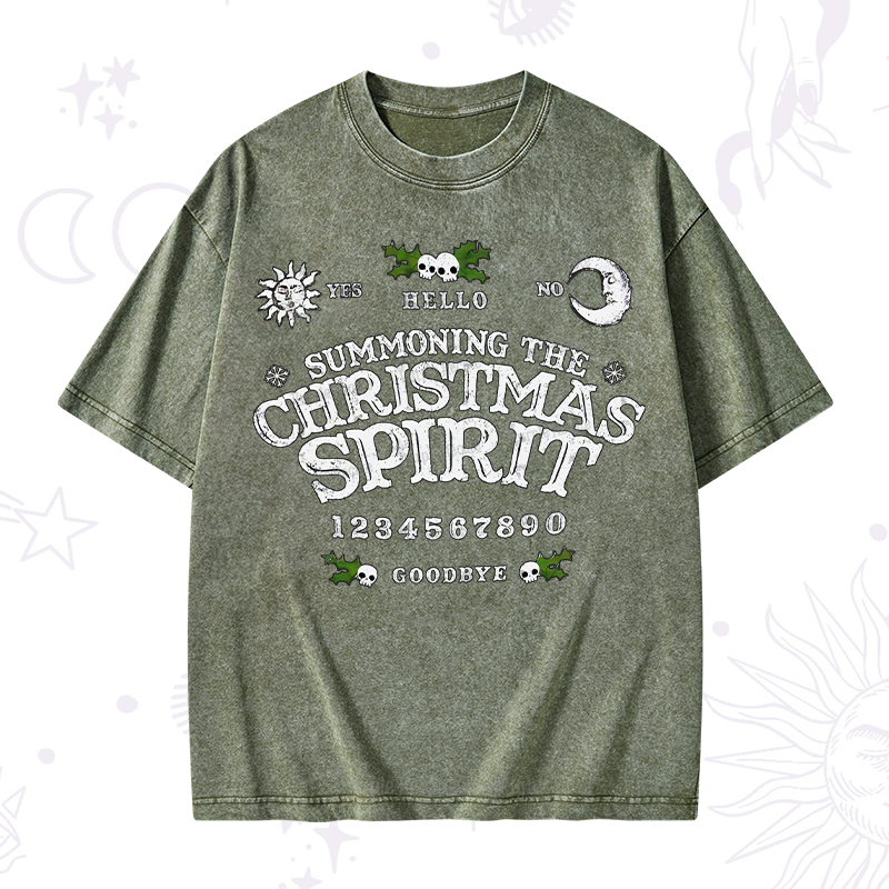 Purplehecate Summon The Christmas Spirit Washed T-Shirt