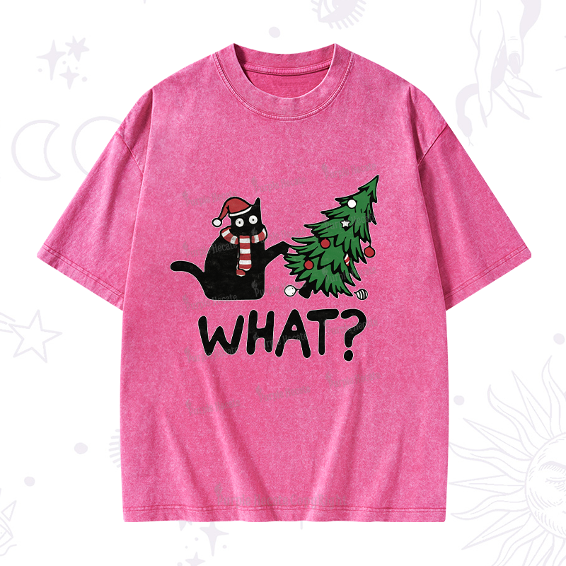 Purplehecate Christmas Black Cat Washed T-Shirt
