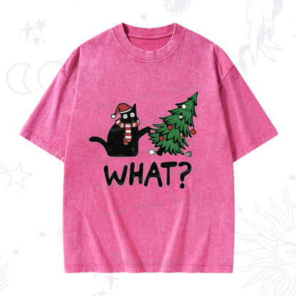 Purplehecate Christmas Black Cat Washed T-Shirt