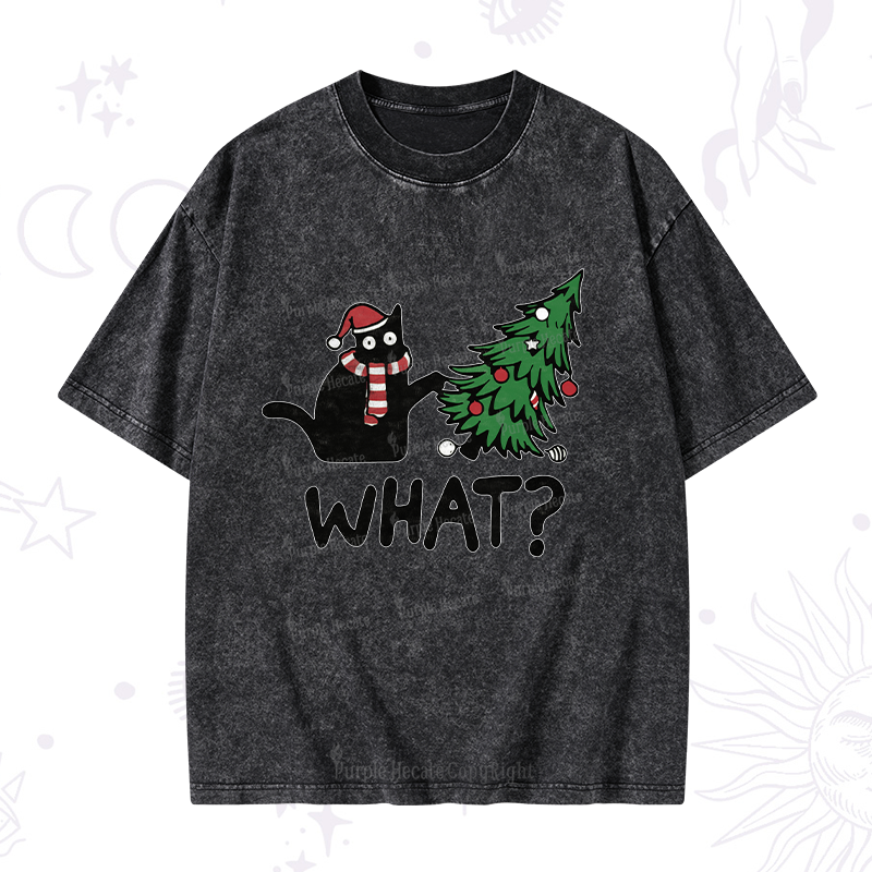 Magic Purplehecate Christmas Black Cat Washed T-Shirt