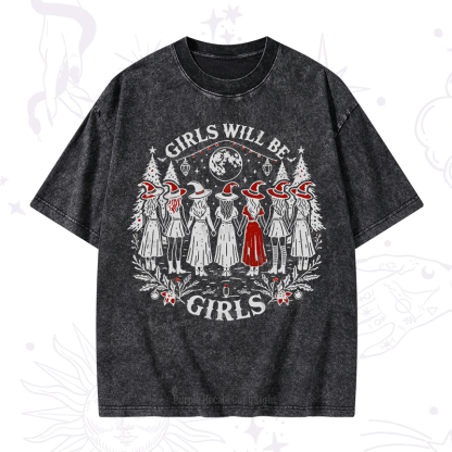 Purplehecate Christmas Girls Will Be Girls Witch Washed T-Shirt