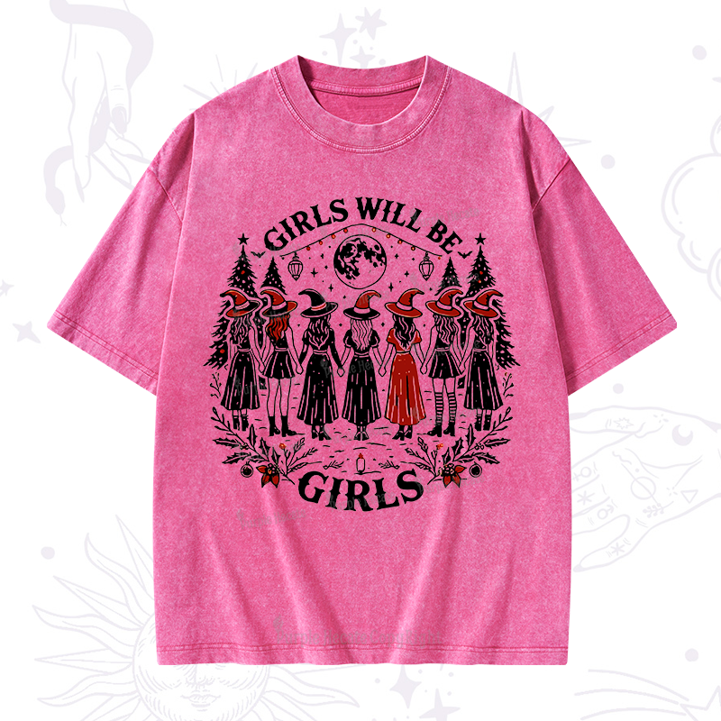 Purplehecate Christmas Girls Will Be Girls Witch Washed T-Shirt