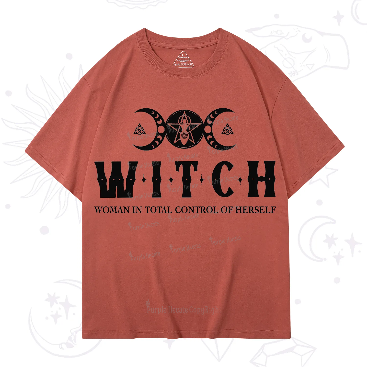 Purplehecate Hecate Woman in Total Control of Herself T-Shirt
