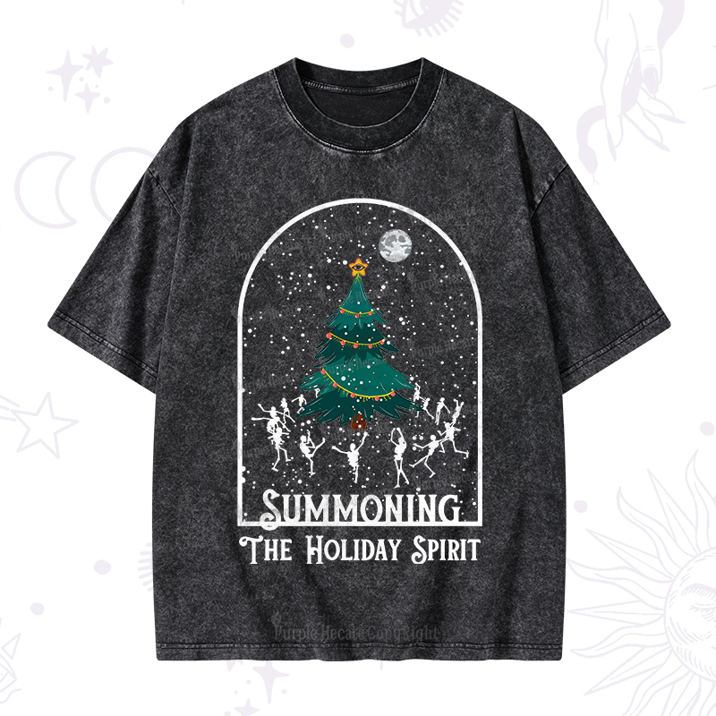 Purplehecate Christmas The Holiday Spirit Washed T-Shirt