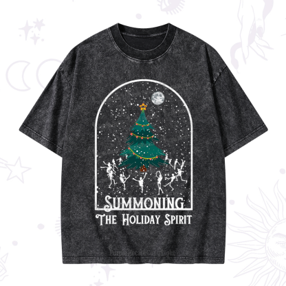 Purplehecate Christmas The Holiday Spirit Washed T-Shirt