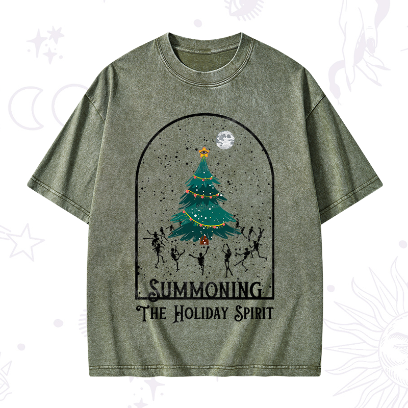 Purplehecate Christmas The Holiday Spirit Washed T-Shirt