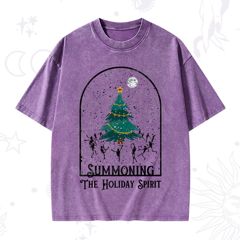 Purplehecate Christmas The Holiday Spirit Washed T-Shirt
