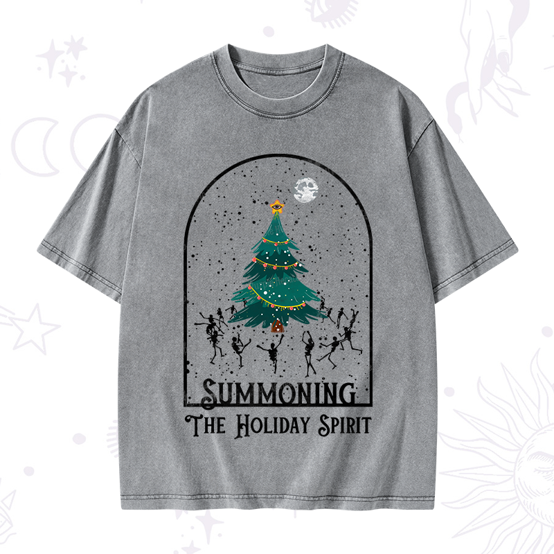Purplehecate Christmas The Holiday Spirit Washed T-Shirt