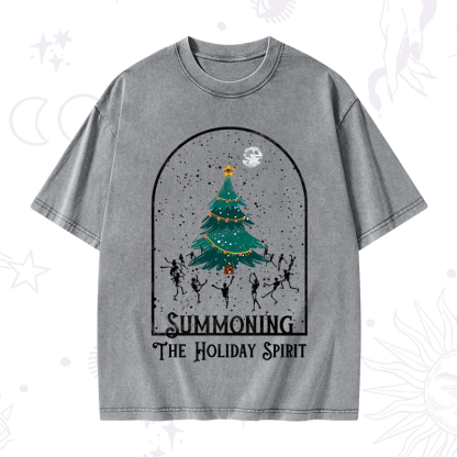 Purplehecate Christmas The Holiday Spirit Washed T-Shirt