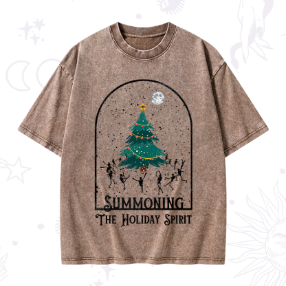 Purplehecate Christmas The Holiday Spirit Washed T-Shirt