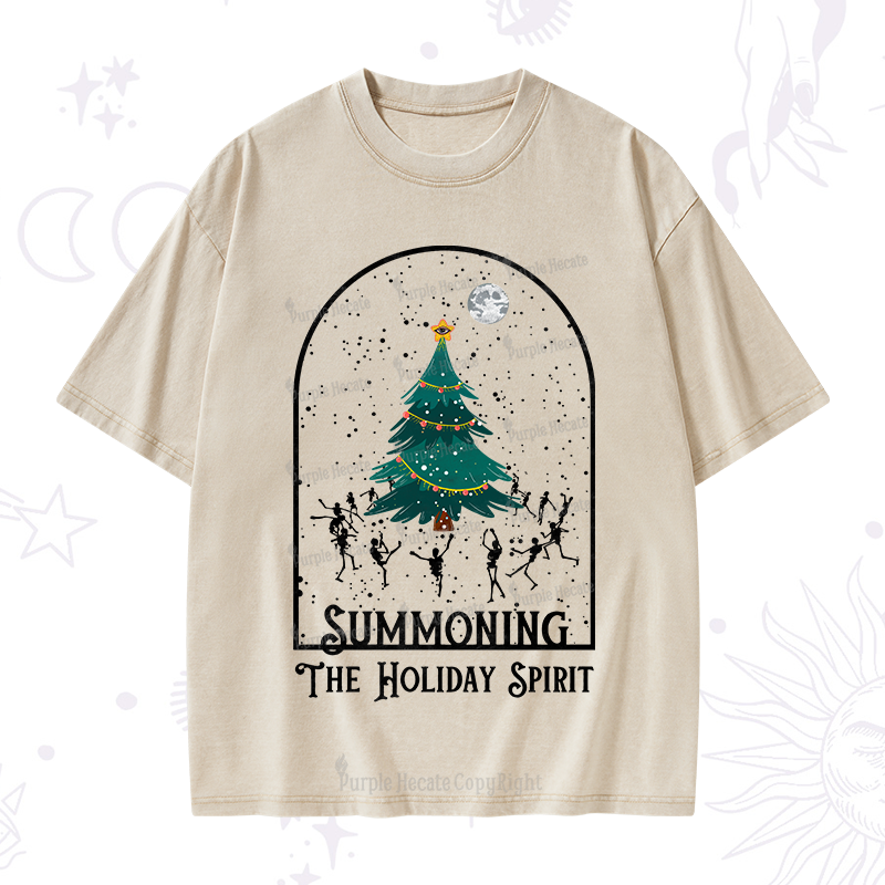 Purplehecate Christmas The Holiday Spirit Washed T-Shirt