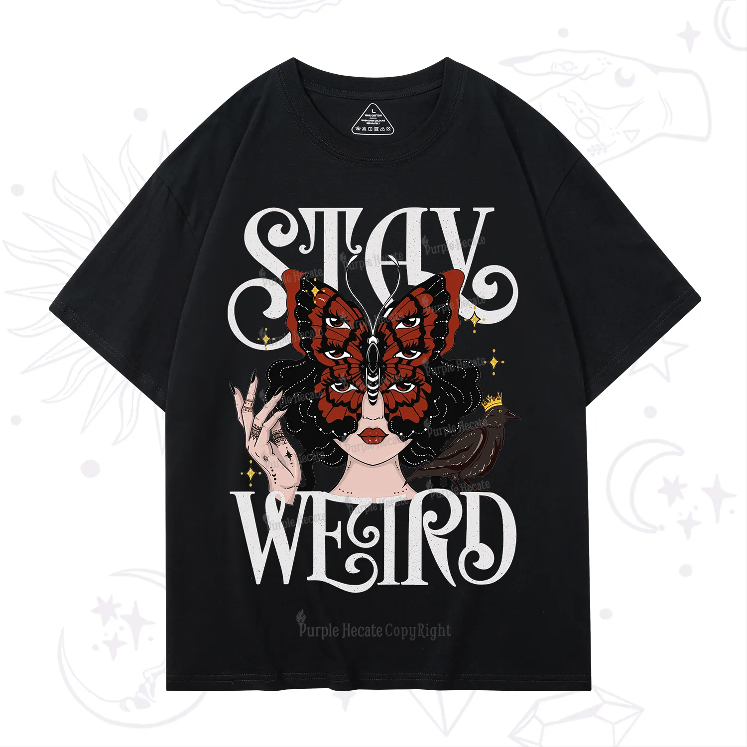 Purplehecate Stay Weird Gothic Butterfly Oracle T-Shirt