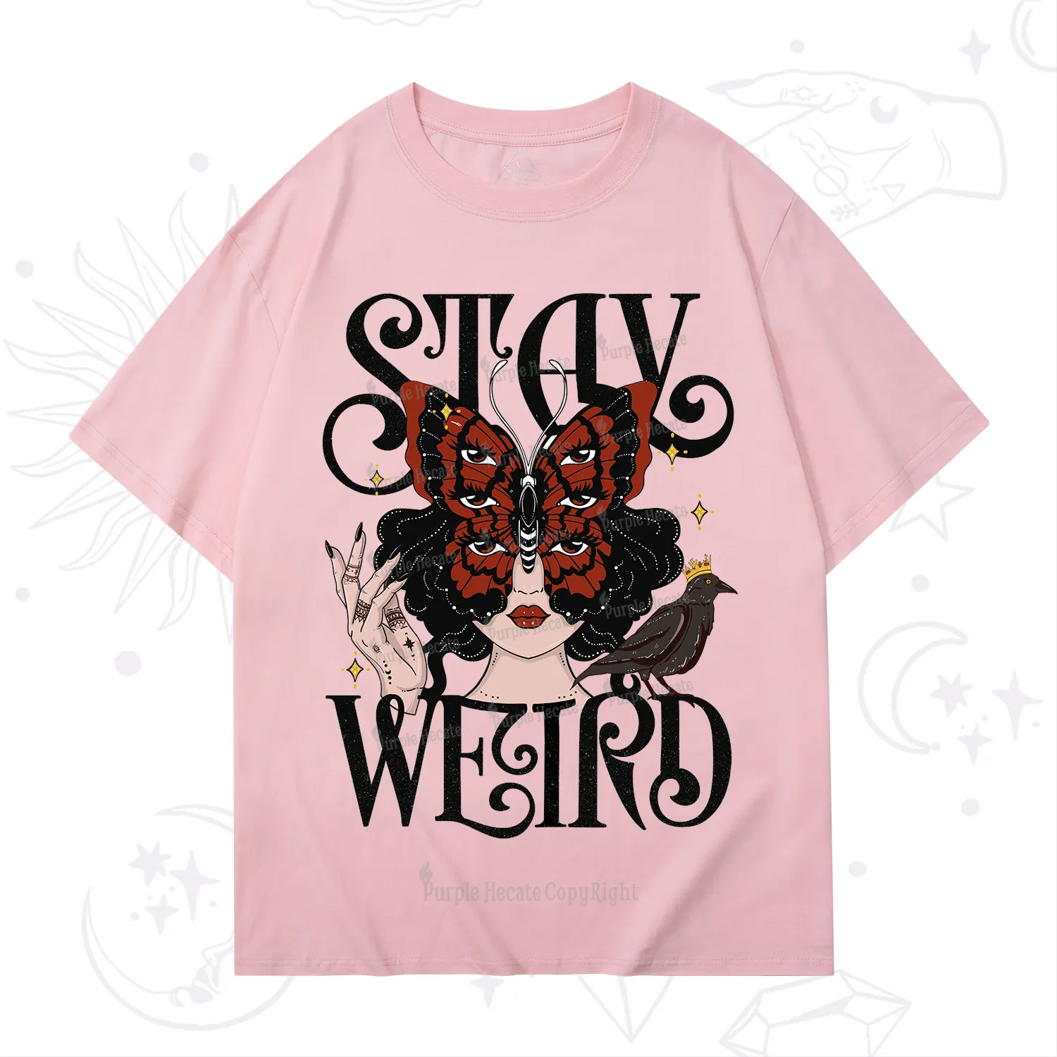 Purplehecate Stay Weird Gothic Butterfly Oracle T-Shirt