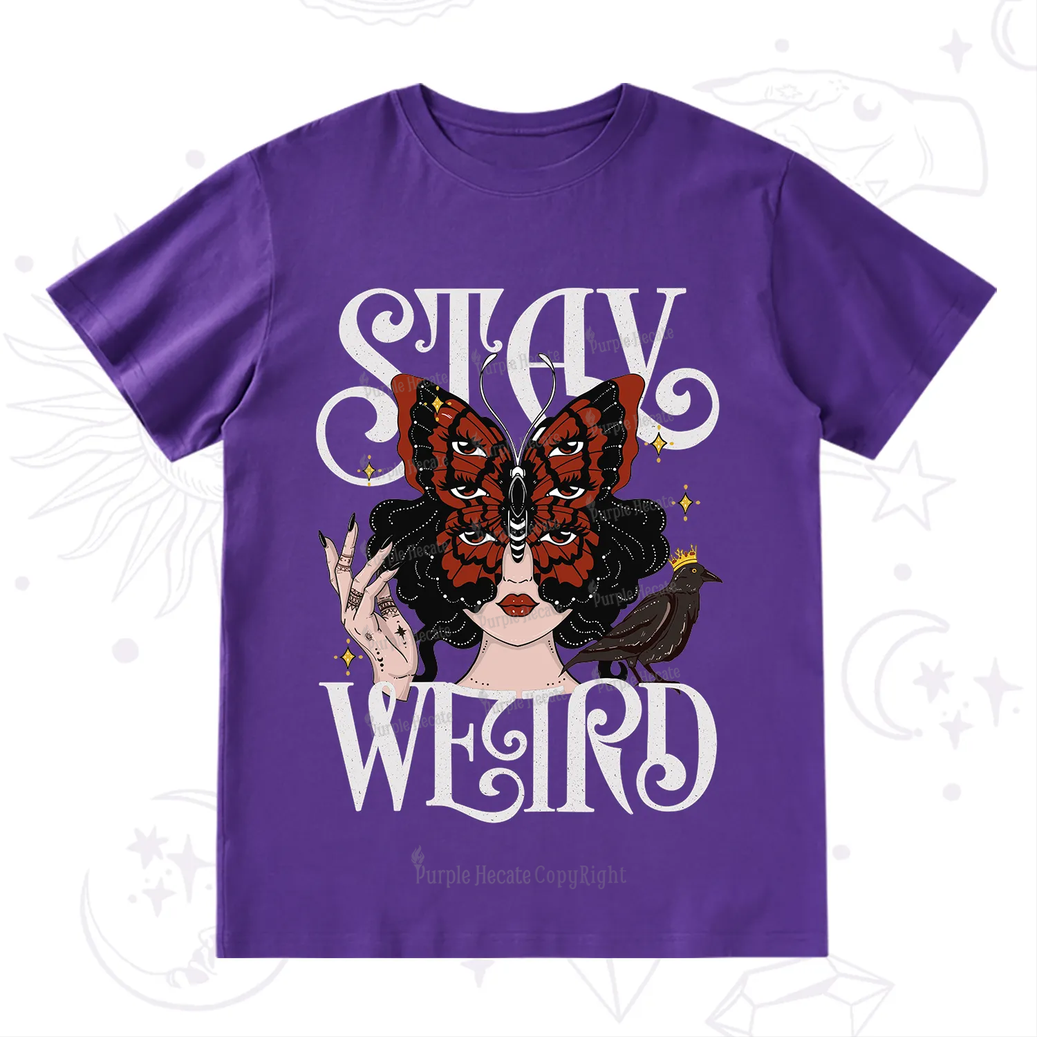 Purplehecate Stay Weird Gothic Butterfly Oracle T-Shirt