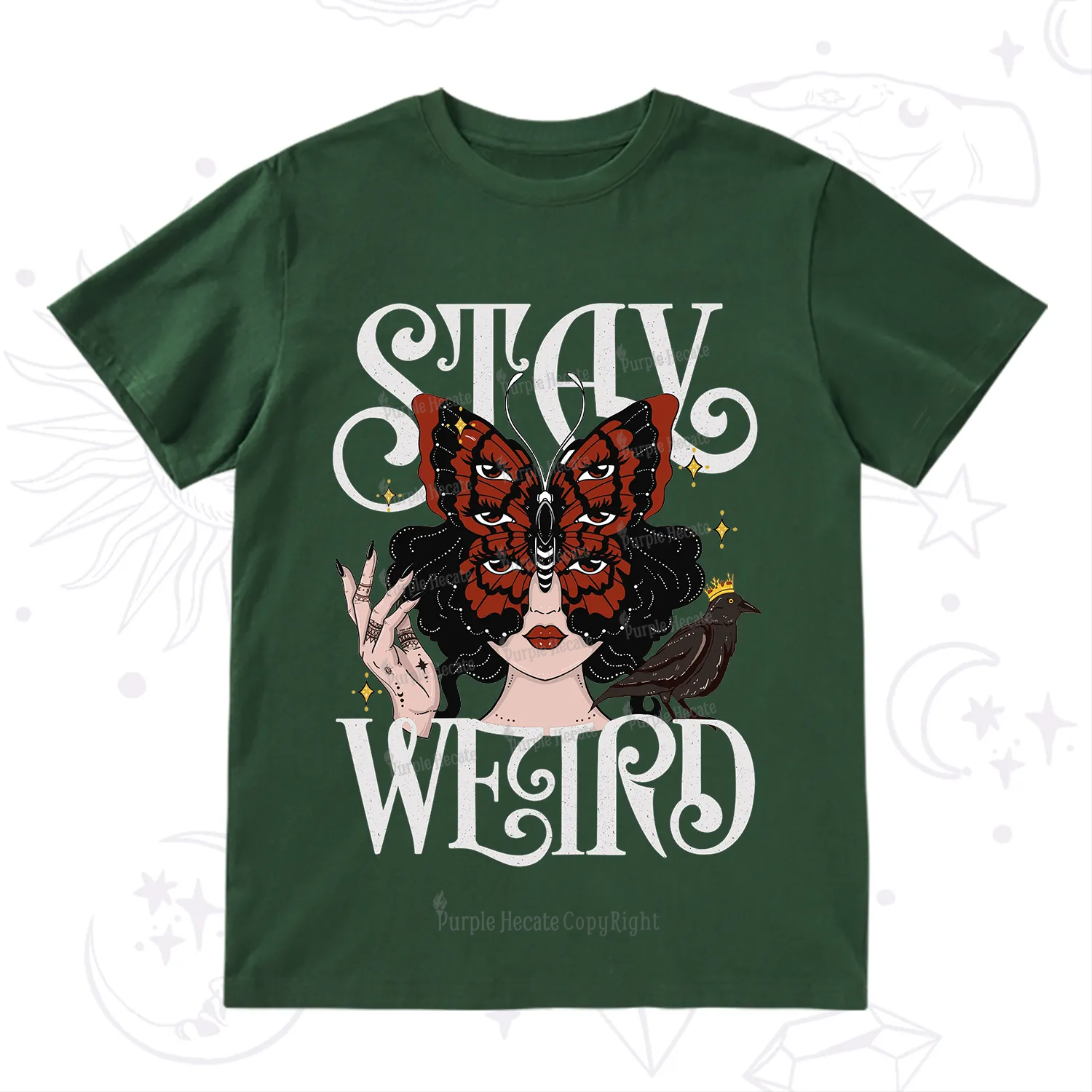 Purplehecate Stay Weird Gothic Butterfly Oracle T-Shirt