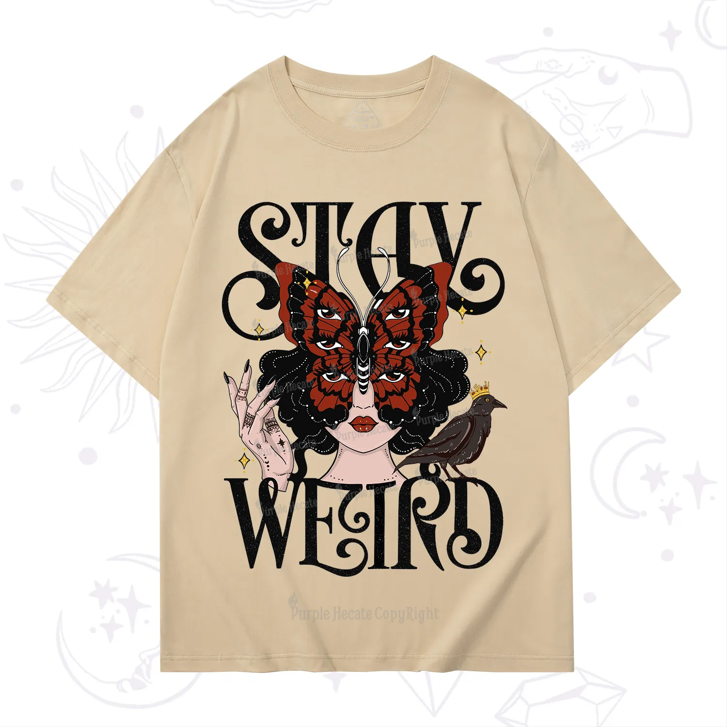Purplehecate Stay Weird Gothic Butterfly Oracle T-Shirt