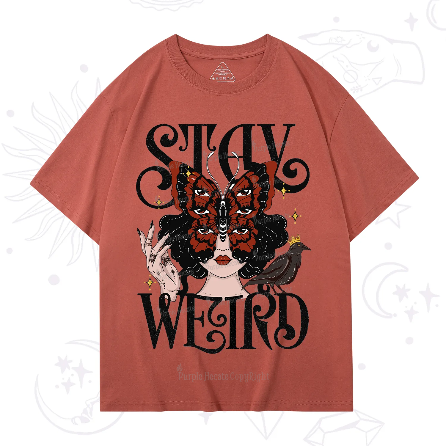 Purplehecate Stay Weird Gothic Butterfly Oracle T-Shirt