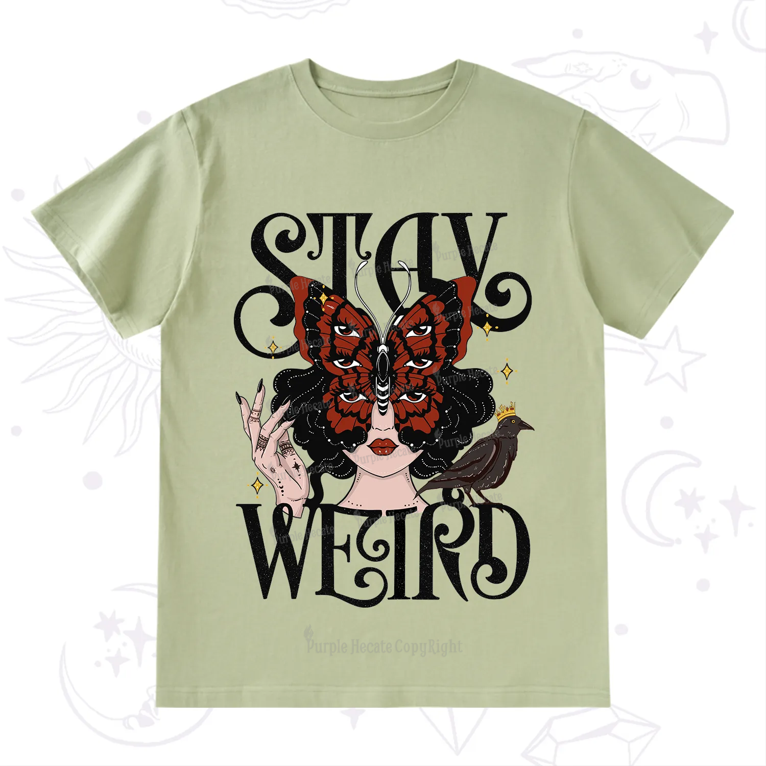 Purplehecate Stay Weird Gothic Butterfly Oracle T-Shirt
