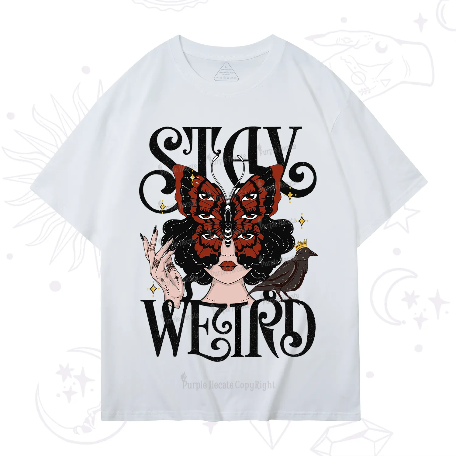 Purplehecate Stay Weird Gothic Butterfly Oracle T-Shirt