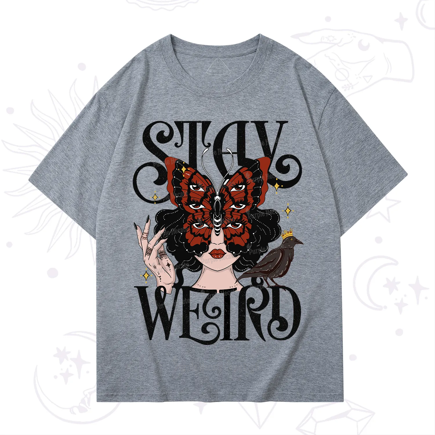 Purplehecate Stay Weird Gothic Butterfly Oracle T-Shirt