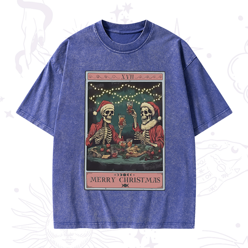 Purplehecate Christmas Dinner Tarot Washed T-Shirt