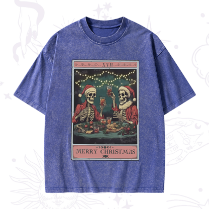 Purplehecate Christmas Dinner Tarot Washed T-Shirt