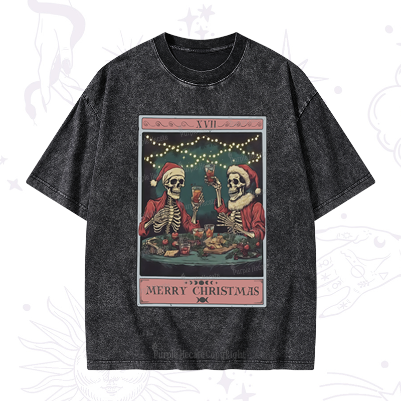 Purplehecate Christmas Dinner Tarot Washed T-Shirt