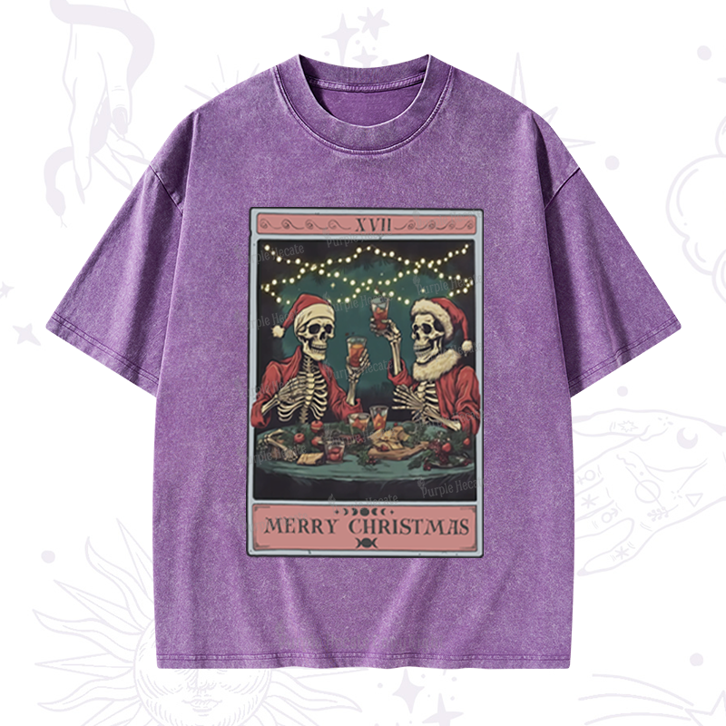 Purplehecate Christmas Dinner Tarot Washed T-Shirt