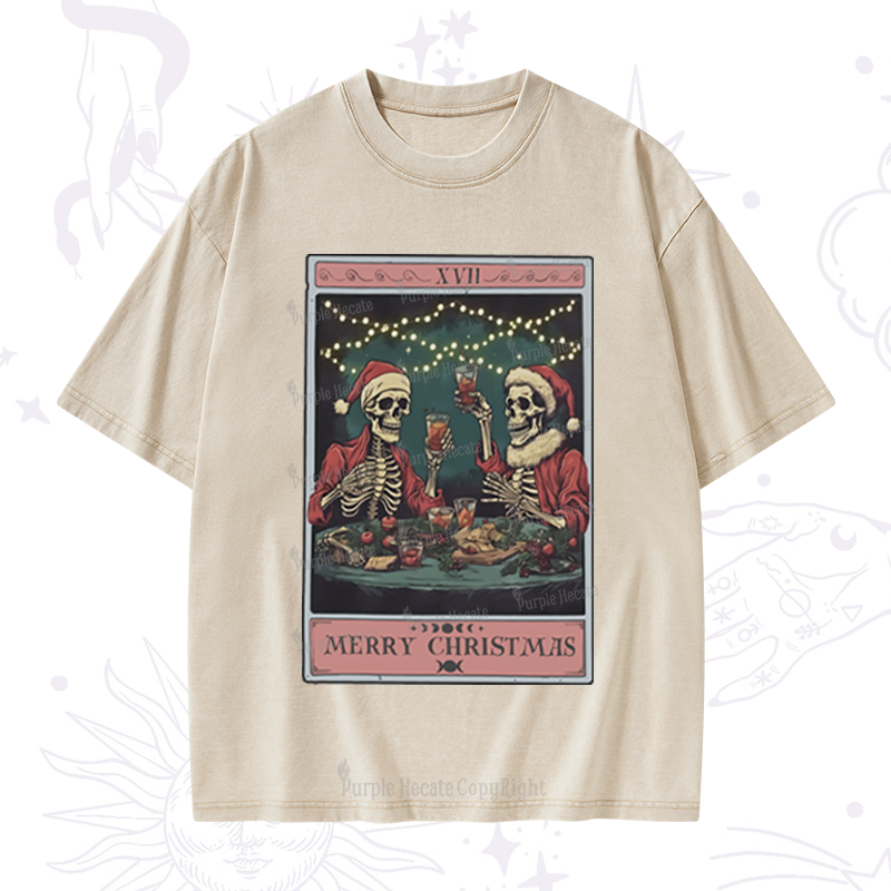 Purplehecate Christmas Dinner Tarot Washed T-Shirt