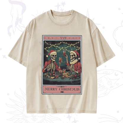 Purplehecate Christmas Dinner Tarot Washed T-Shirt