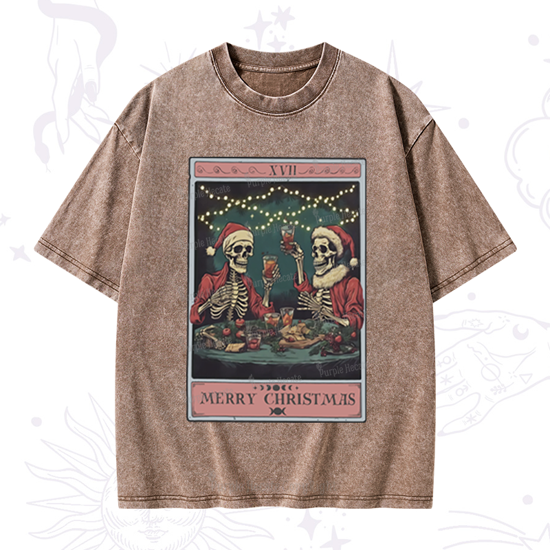Purplehecate Christmas Dinner Tarot Washed T-Shirt